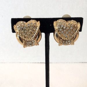 Carlisle gold  tone rhinestone clip earrings